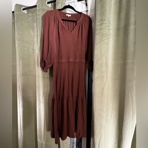 Reitman’s Midi/Maxi Brown Ruffle Hem Dress XL